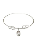 8 inch Round Double Loop Bangle Bracelet w/ St. Hildegard von Bingen in Sterling Silver