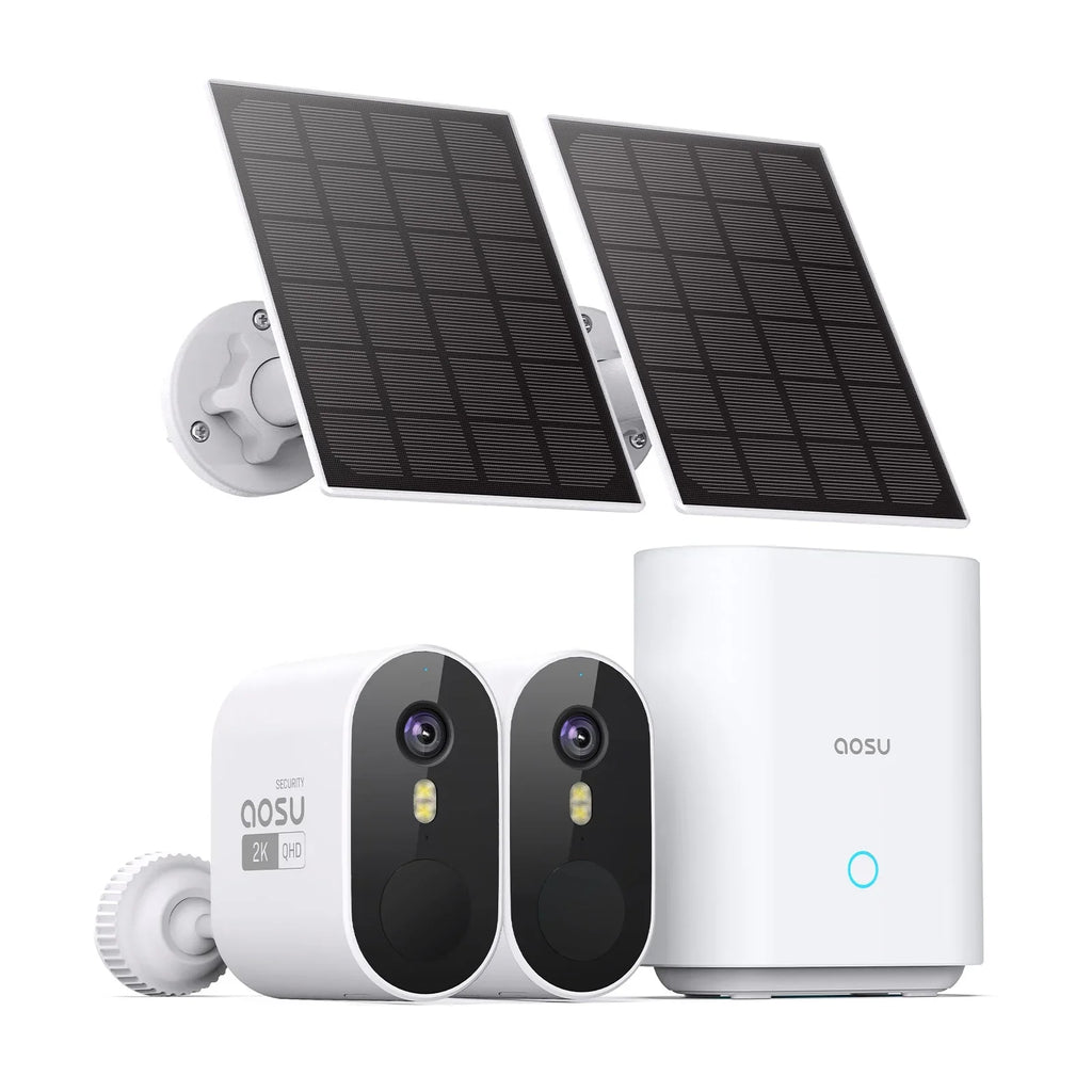 2K Solar Security Camera System with Homebase,5G Wi-Fi Wireless Outdoor Camera,Home Surveillance System Camera Work with Alexa/ Google Assistant