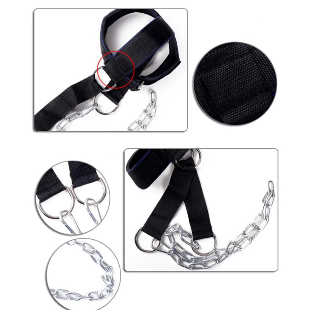 Head Harness Neck Strength Head Strap Weight Lifting Exercise Fitness Belt Workout for Boxing  Strong Neck Steel Chain Exerciser Strengthener
