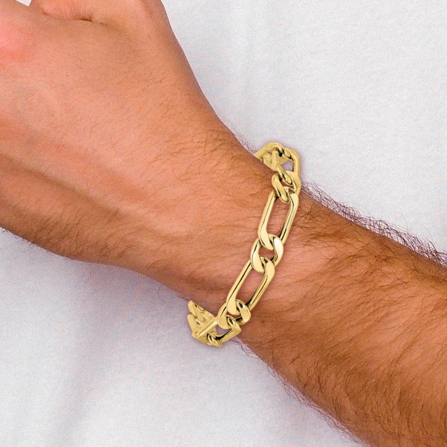 14K Polished Hollow Fancy Link Men's Bracelet