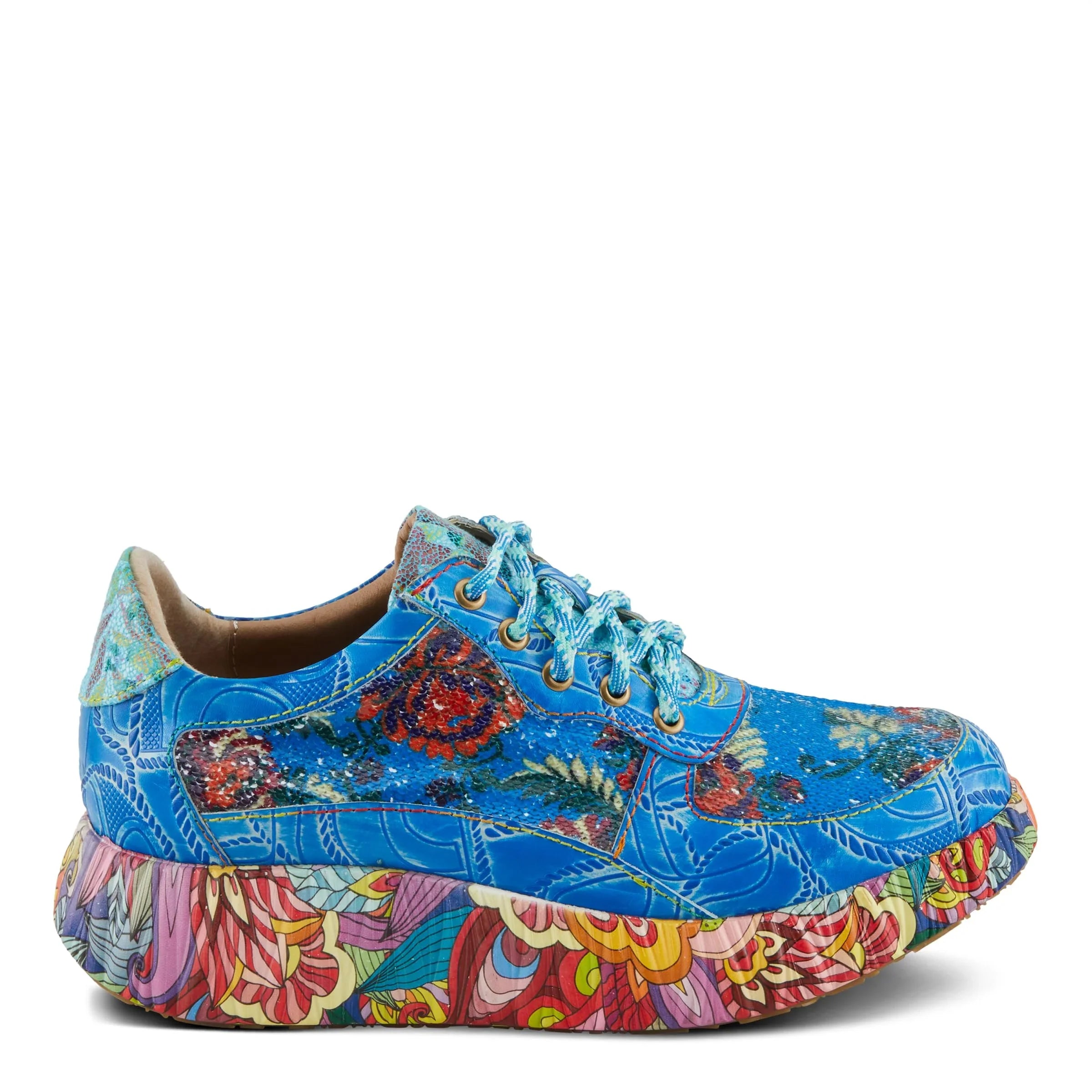 Spring Step 'Artiste Women's  Multicolored Fashion Sneakers | Unique Energetic Patterns Blue Multi  42 /  10.5-11
