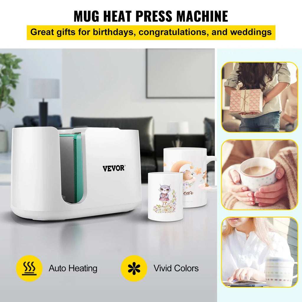 Mug Press Machine, Automatic Mug Heat Press 11-15oz, Cup Transfer Sublimation Portable Coffee Presser with One-touch Button, Pro Easy Mug Press Machine  Printing as Family Friends Presents Gi