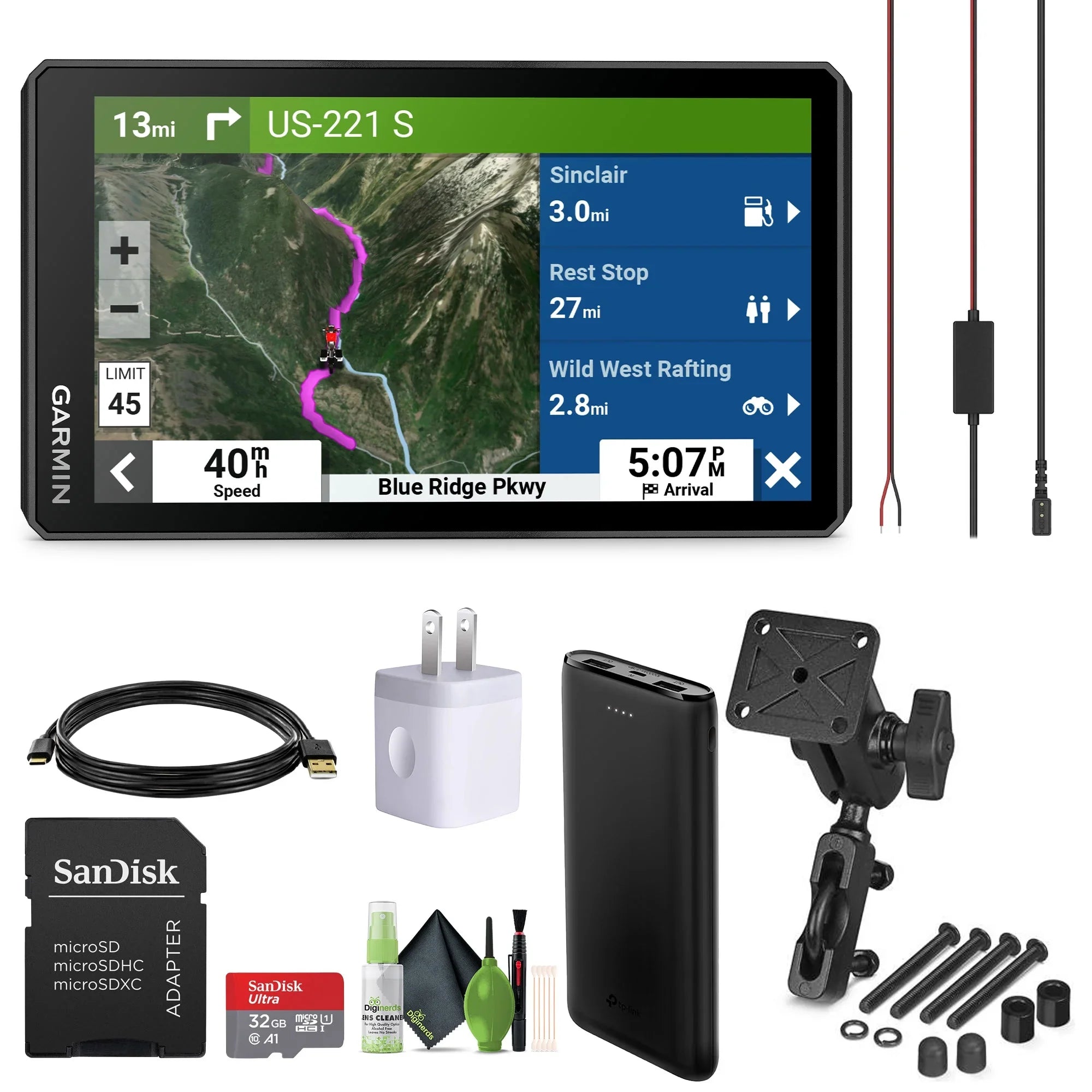 Garmin Zumo  - All-Terrain Motorcycle  Navigator, 6" Sunlight Readable Display, Motor Bike Garmin  Navigation System Bundle with Motorcycle Mount + 32GB  Memory Card and Accessories
