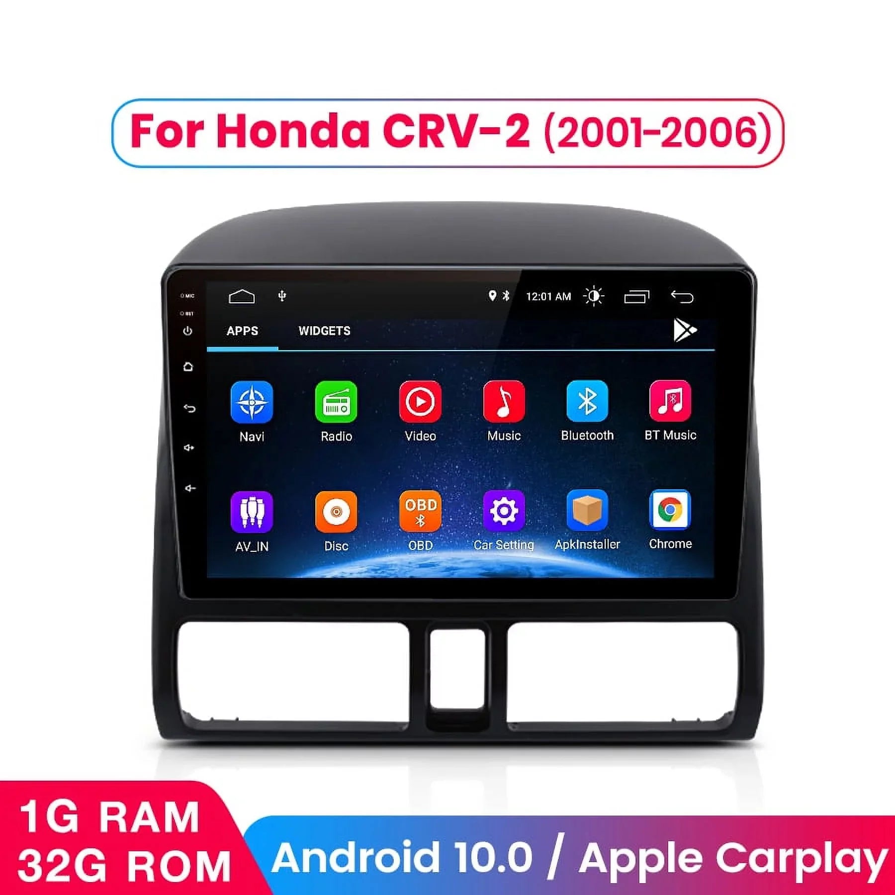 Carplay Car Stereo Radio for Honda  2001 2002 2003 2004 2005 2006,1+32GB 9 Inch Touch Screen with Apple Android Auto  Navigator Bluetooth WiFi  Radio Mirror Link