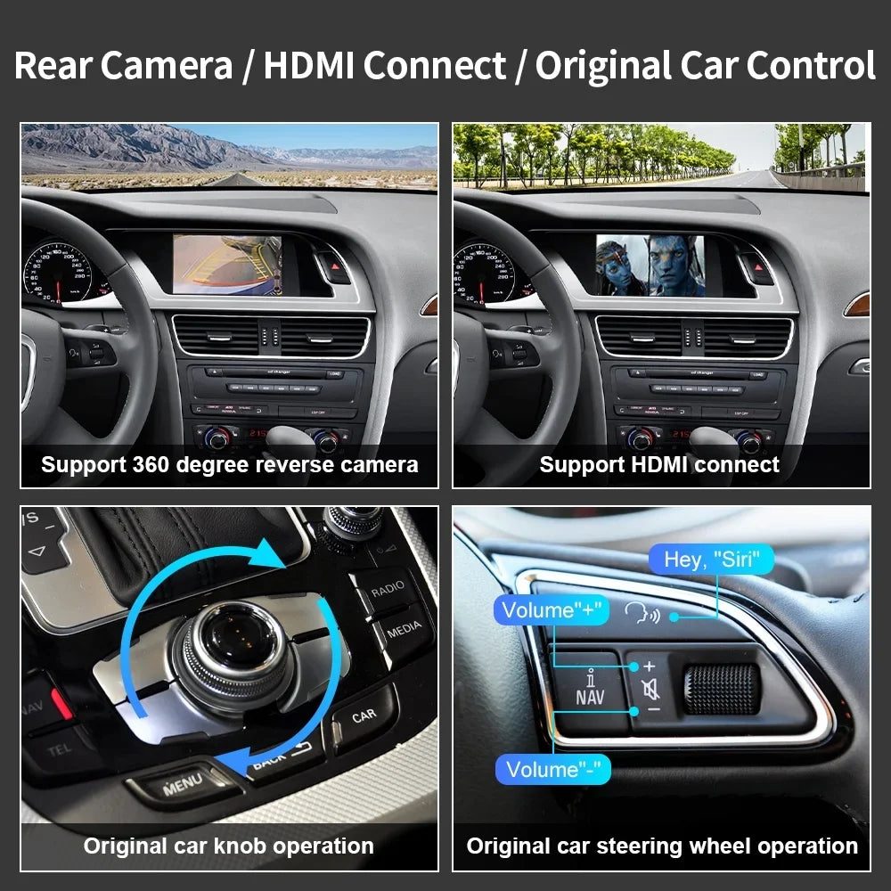 Ninetom Wireless Android Auto Carplay for Audi        2008-2015 Support 3GMMI System,Carplay Retrofit Kit,Mirrorlink,Siri,Navigation,YouTube,Original Control,Camera