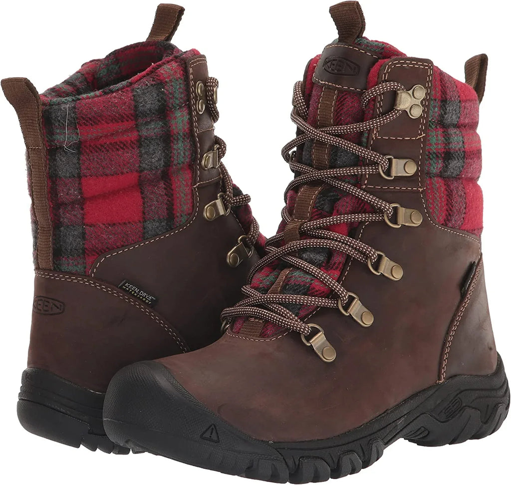Greta Insulated Waterproof Boots for Ladies - Dark Brown/Red Plaid - 7.5M