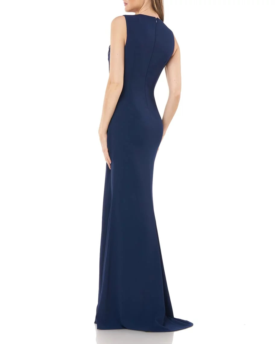 Carmen Marc Valvo Womens Off-The-Shoulder Ruffle Formal Dress