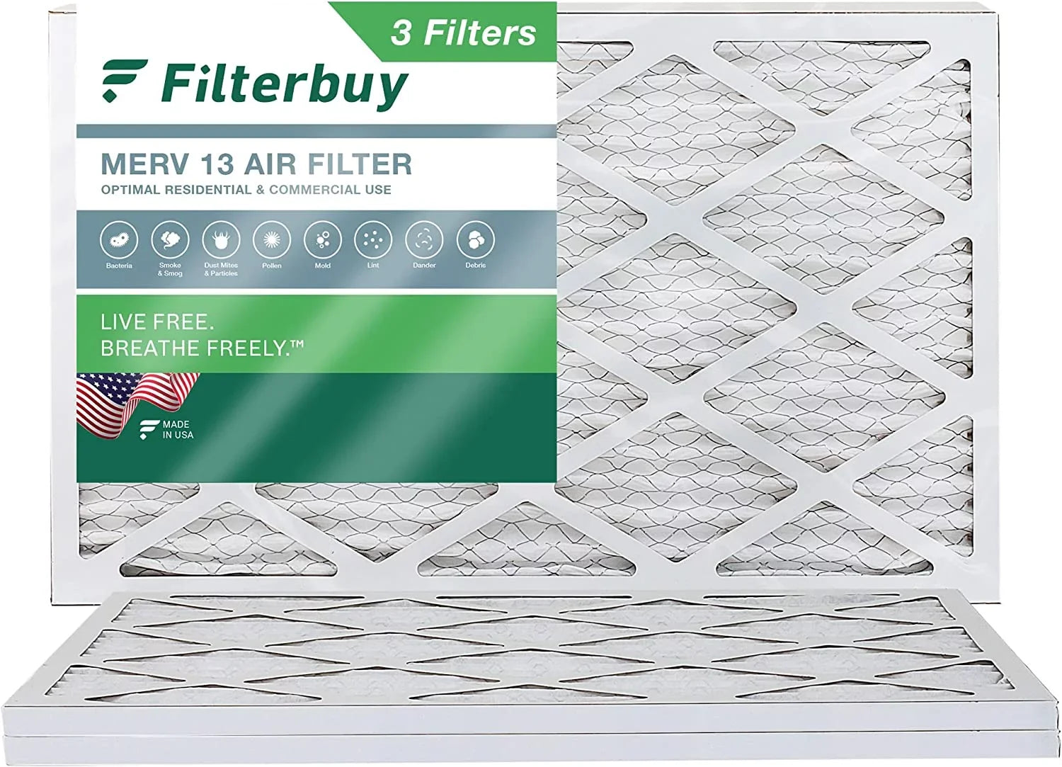 Filterbuy 20x30x1  13 Pleated   Furnace Air Filters (3-Pack)